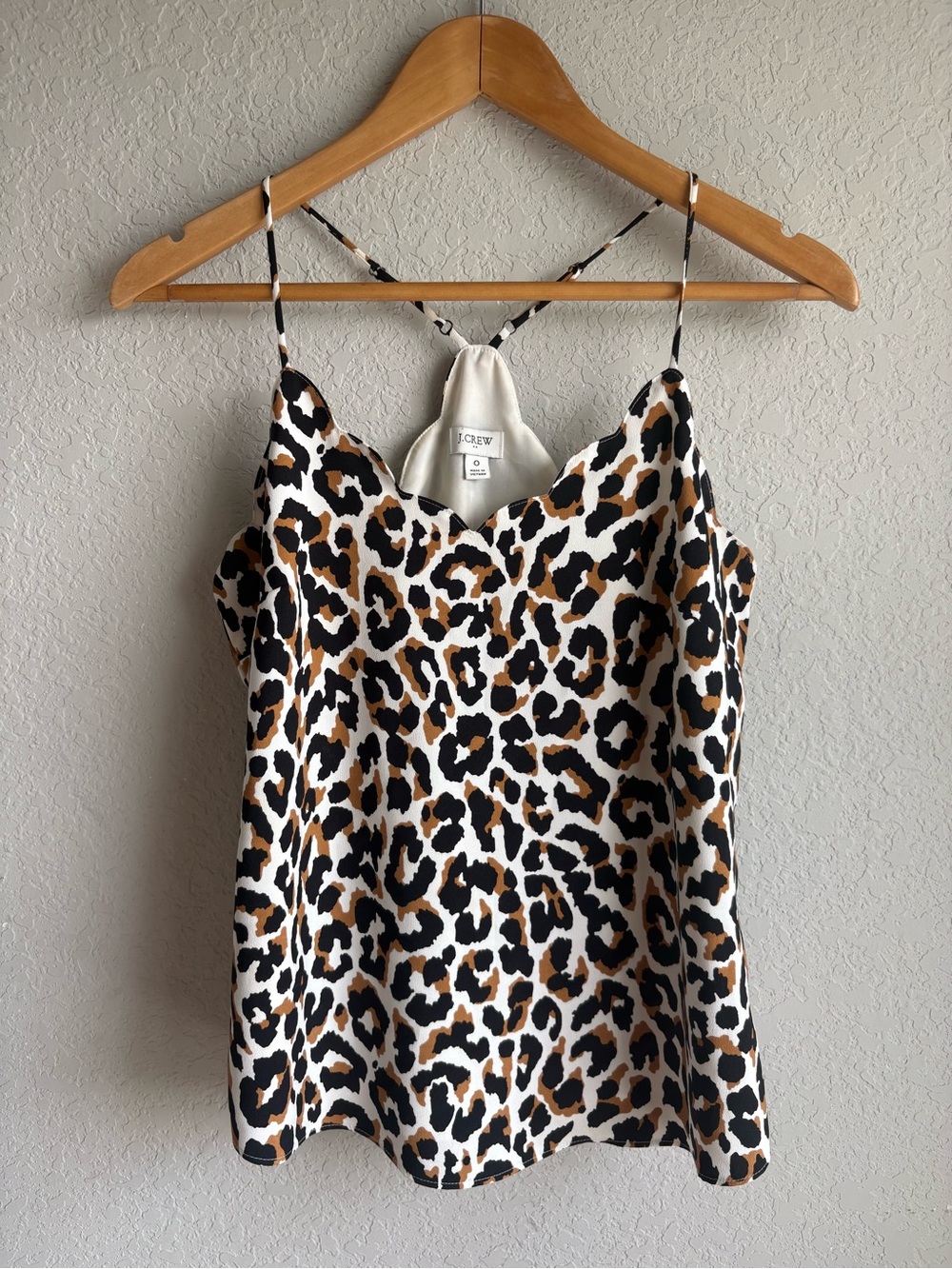 J.Crew Leopard Print Scalloped Neck Racerback Cami Top Size 0